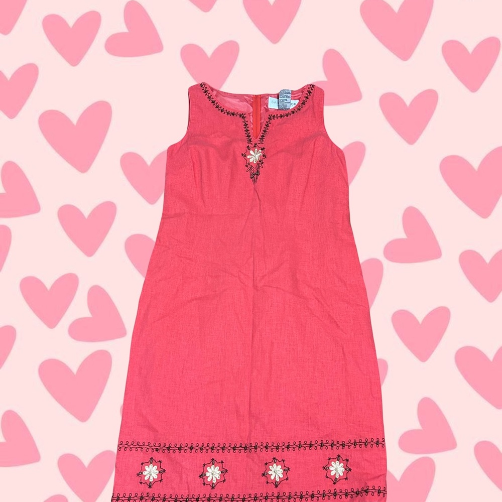 Vintage beaded linen dress